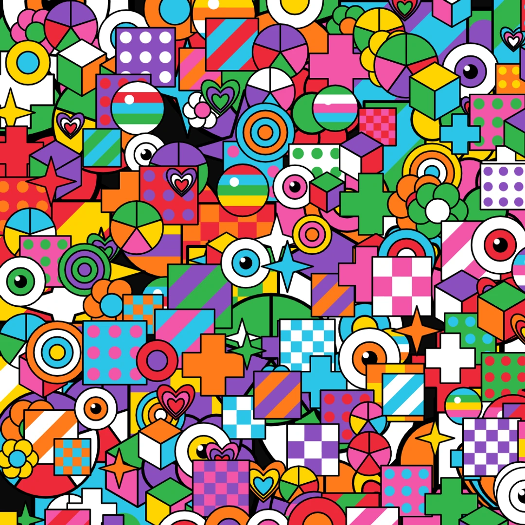 Sticker Bomb — generative artwork by Lumen & Logic